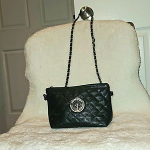 Prezzo Saffiano Silver  tone Emblem Vintage Crossbody /Pouch bag women